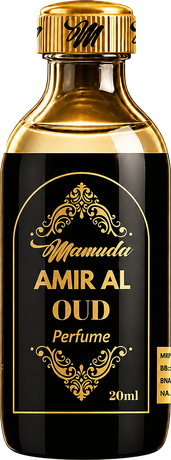 Mamuda Amir Al Oud oil perfume, black and gold bottle