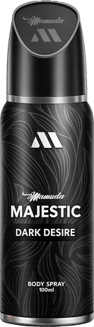 Mamuda Majestic Dark Desire perfumed body spray, black 100ml can