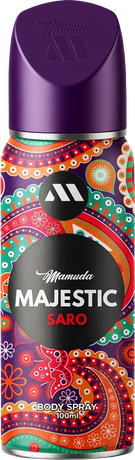 Mamuda Majestic Saro perfumed body spray, patterned 100ml can