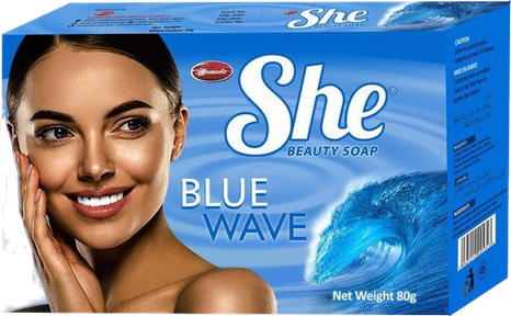She Blue Wave beauty soap carton